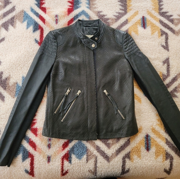 Rebecca Taylor Python Lambskin Biker Jacket - Picture 1 of 6